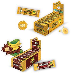Bananinha Cremosa e Bananinha coberta com Chocolate Kit com 2 Displays com 24 unidades de 30g