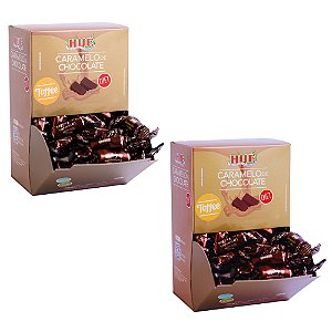 Bala Toffee de Caramelo de Chocolate Diet Hué Sem Glúten Display 500g kit com 2 unidades