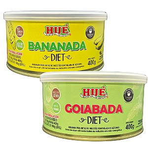Bananada e Goiabada Diet Sem Glúten Sem Açúcar Hué em Lata 400g - Kit 2 unidades