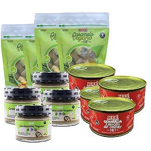 Kit Vegano Diet Hué com Condensado Vegano 230g, Caramelo Vegano 100g e Goiabada Cascão de Colher - Kit 12 unidades (4 de cada)