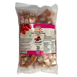 Bala Duo Caramelo de Leite Diet com Morango Hué (Sem Adição de Açúcares) Sem Glúten Pacote 1KG