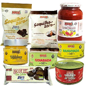 Kit Hué Sem Glúten Vegano Zero Diet Sem Lactose 8 Unidades com Doces Geleias e Sequilhos