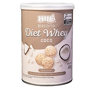 Biscoito Diet Whey 45g Hué Sabor Coco com 13g de Proteína sem Glúten Zero Açúcar
