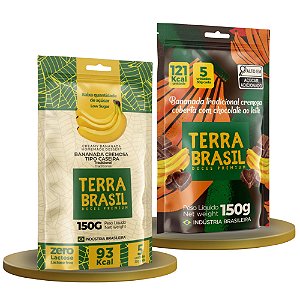 Kit Terra Brasil 150g Bananinha Cremosa e Bananinha Cremosa Coberta com Chocolate ao Leite (2 pouch 5 Unidades de 30g)