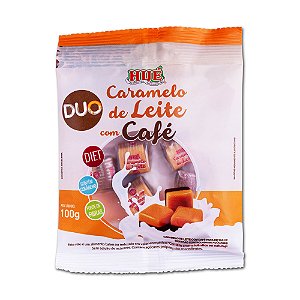 Bala Duo Caramelo de Leite com Café Diet Hué (Sem Adição de Açúcares) Sem Glúten Pacote 100g