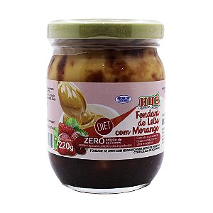 Fondant de Leite com Morango Diet Hué (Sem Adição de Açúcar) Sem Glúten 220g - Pote (Doce de Leite com Morango Diet)