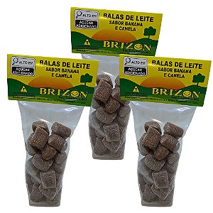 Bala de Leite Sabor Banana com Canela 100g sem Glúten Brizon - Tradicional - Kit 3 unidades