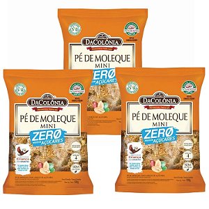 Pé De Moleque Zero 100g Adoçado Naturalmente Zero Açúcares Da Colônia Kit 3 unidades
