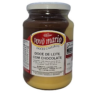 Doce de Leite com Chocolate com Açúcar Sem Glúten Pote 650g​ Doce Vovô Mário