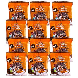 Bala Duo Caramelo de Leite com Chocolate Diet Hué (Sem Adição de Açúcares) Sem Glúten Pacote 100g Kit 12 unidades