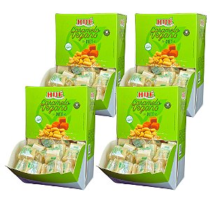 Bala de Caramelo Vegano Diet Hué Display 700g (Bala Mastigável) Kit 4 unidades