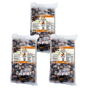 Bala Duo Caramelo de Leite Diet com Café Hué (Sem Adição de Açúcares) Sem Glúten Pacote 1KG Kit 3 unidades