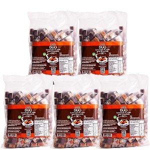 Bala Duo Caramelo de Leite Diet com Chocolate Hué (Sem Adição de Açúcares) Sem Glúten Pacote 1KG Kit 5 unidades