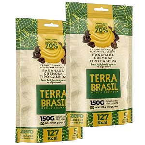 Bananada Cremosa coberta com Chocolate 70% Cacau Sem Adição de Açúcares Terra Brasil Kit com 2 pacotes com 5 Unidades de 30g em cada