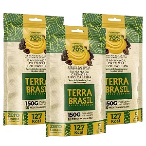 Bananada Cremosa coberta com Chocolate 70% Cacau Sem Adição de Açúcares Terra Brasil Kit com 3 pacotes com 5 Unidades de 30g em cada