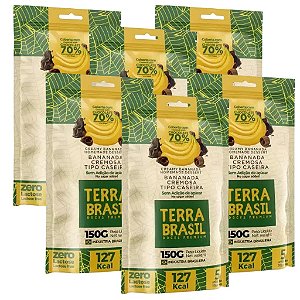 Bananada Cremosa coberta com Chocolate 70% Cacau Sem Adição de Açúcares Terra Brasil Kit com 6 pacotes com 5 Unidades de 30g em cada