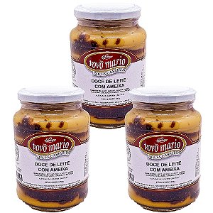 Doce de Leite com Ameixa com Açúcar Sem Glúten Pote 650g​ Doce Vovô Mário Kit 3 unidades