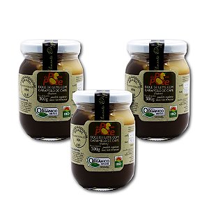 Doce de Leite com Caramelo de Café Orgânico 300g com Açúcar Sem Glúten Do Pé ao Pote Kit 3 unidades