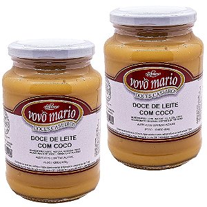 Doce de Leite com Coco com Açúcar Sem Glúten Pote 650g​ Doce Vovô Mário Kit 2 unidades