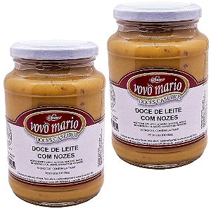 Doce de Leite com Nozes com Açúcar Sem Glúten Pote 650g​ Doce Vovô Mário Kit 2 unidades