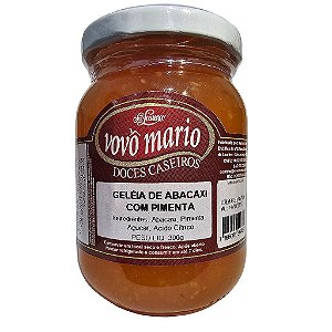 Geleia de Abacaxi com Pimenta com Açúcar Sem Glúten Pote 300g​ Doce Vovô Mário