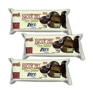 Pão de Mel Zero Açúcar coberto com Chocolate Diet Hué Vegano Sem Glúten Sem Lactose Pacote 70g Kit 3 unidades