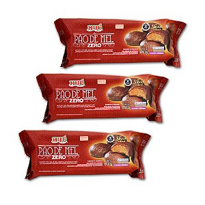 Pão de Mel Zero Açúcar coberto com Chocolate Diet Hué Vegano Sem Lactose Pacote 80g Kit 3 unidades