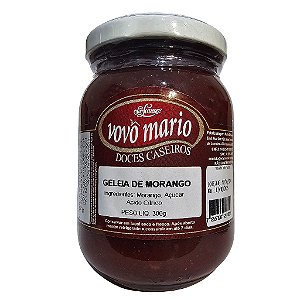 Geleia de Morango com Açúcar Sem Glúten Pote 300g​ Doce Vovô Mário