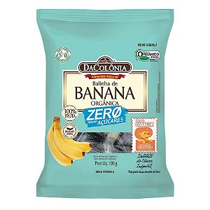 Balinha Banana Orgânica Zero Açúcar DaColônia 100g Vegana Sem Glúten