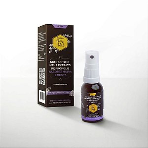 Spray Composto de Mel e Extrato de Própolis Sabor Malva e Menta 30ml Apiário Flor de Mel