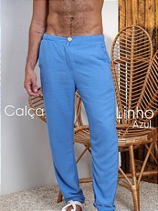 CALÇA LINHO AZUL