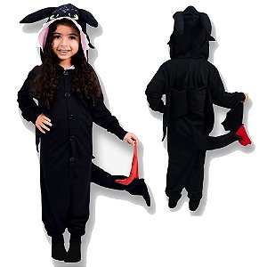 Macacão Kigurumi Spring Infantil Dragão Preto 10 Anos - Zona Criativa