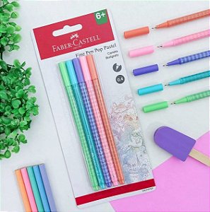 Caneta Fine Pen Pop Pastel 0.4mm Cartela 5 Unidades - Faber-Castell