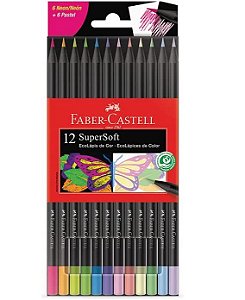 Lápis De Cor SuperSoft 6 Neon e 6 Pastel - Faber Castell