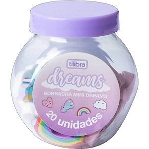 Borracha Mini Dreams Pote Com 20 Unidades - Tilibra