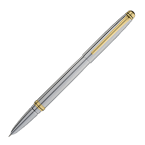 Caneta Metal Orient Tinteiro Titanium Prata - Crown