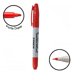 Marcador Permanente Ponta Dupla Vermelho - Acrilex