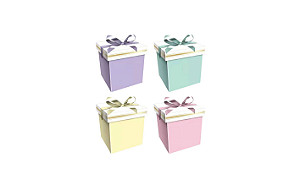 Caixa De Presente 15x15x15cm Desmontada Com Fita Candy - Vmp