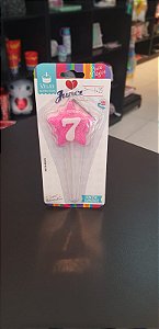 Vela Aniversário Super Star 7 Rosa - Junco
