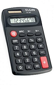 Calculadora de Bolso 8 Dig. Solar/Pilha AA Preta - Elgin