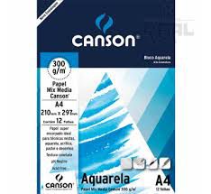 Bloco Aquarela Universitário 12fls A4 300g - Canson