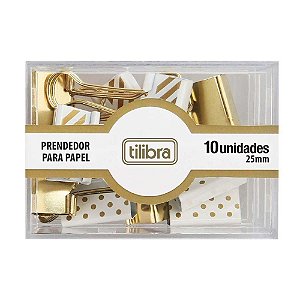 Prendedor de Papel 25mm Dourado Cx/10 - Tilibra