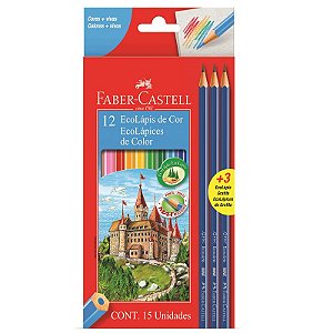 Lápis De Cor Ecolápis 12 Cores + 3 Lápis Grafite - Faber Castell