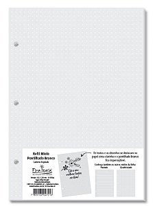 Refil Caderno Argolado Miolo Pontilhado Branco  90g/m² 50 Folhas - Fina Ideia