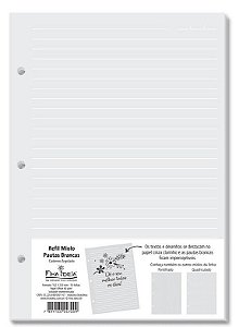 Refil Caderno Argolado Miolo Pautado Branco 90g/m² 50 Folhas - Fina Ideia
