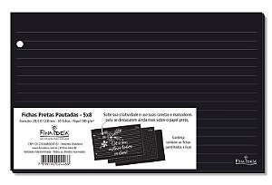 Fichas Pautadas Preto 5x8 180 g/m² 30 unidade-Fina Ideia