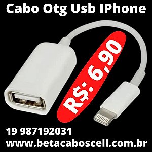 Cabo Otg Lighting Usb Compatível iPhone E iPad Pendrive