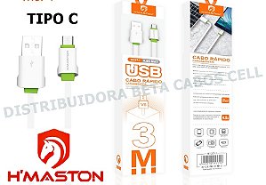Cabo Turbo 3 Metros Tipo C Silicone Hmaston 4.8a