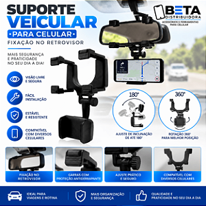 Suporte Para Celular Para Retrovisor Interno Anti Queda Smartphone Flexível