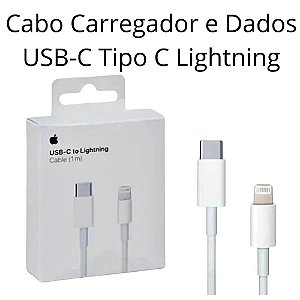 Cabo Carregador e Dados USB-C Tipo C x Lightning para Iphone 1 Metro